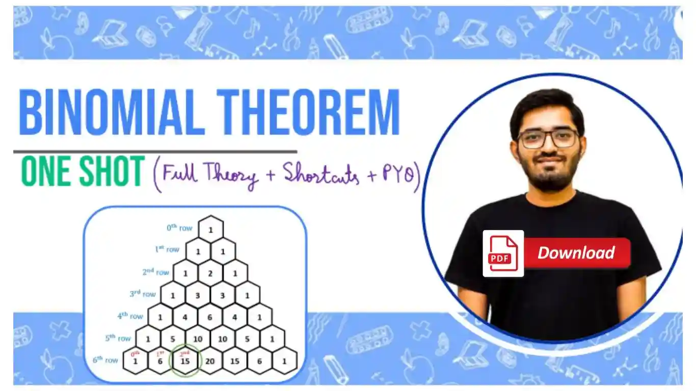 [PDF] Binomial Theorem with Nishant Vora’s One Shot – Full Detailed Live Class Notes